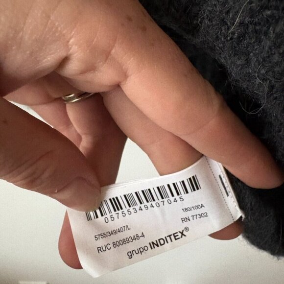 Zara Wool Alpaca Blend Oversized Soft Knit Sweater Dark Grey Charcoal Size Large - Picture 9 of 9